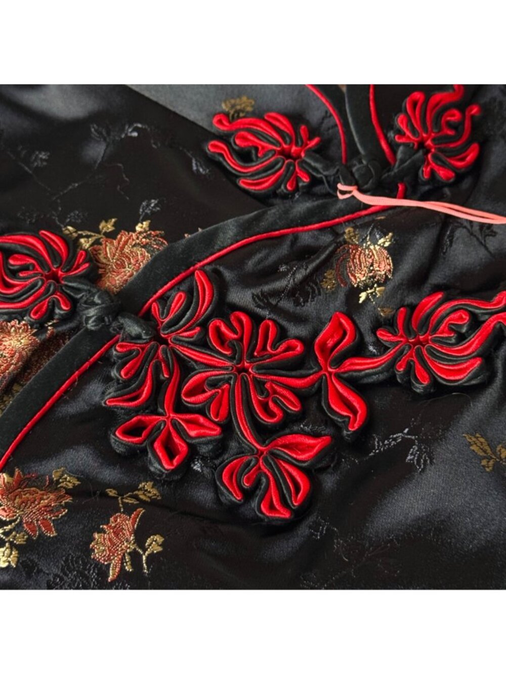 NWT Vintage 90s Salz Squirrel Cheongsam Maxi Dress Sz XL Satin Mandarin Asian - Picture 9 of 16